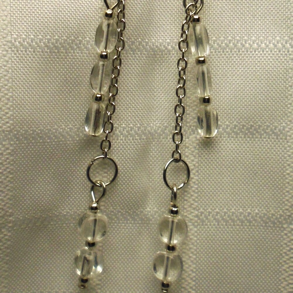 No.103 Handmade earrings with glass beads, cristals and small metal lace beads